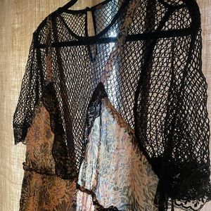 Free people sheer floral/mesh maxi